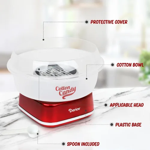 Miniatura 6 de Darice Máquina de algodón de azúcar – Retro Cotton Candy Maker – Máquina para hacer dulces caseros – Ideal para cumpleaños, fiestas, reuniones