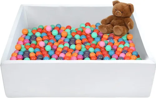 Miniatura 9 de TRENDBOX Pozo de bolas extra grande de 47.2 x 47.2 x 13.8 pulgadas, equipo suave de espuma viscoelástica para niños pequeños, gris claro
