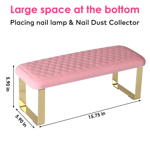 Miniatura 8 de Reposabrazos para tecnología de uñas, piel sintética, diseño de pez, para manicura y pedicura, color rosa