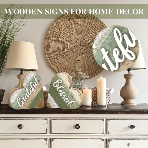 Miniatura 4 de Jetec 2 decoraciones rústicas para sala de estar, estante del hogar, mantel de entrada, mesa de entrada, centro de mesa cristiano, centro de mesa