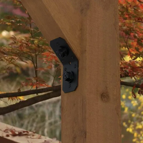 Miniatura 4 de OZCO 4 soportes de ángulo de 45 grados en el interior de madera de hierro de 4 pulgadas Soporte de ángulo decorativo para pérgola, cubierta, valla