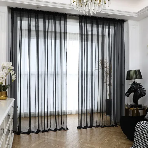 Miniatura 7 de L&TEC Cortinas traslúcidas para la ventana de color beige, 2 paneles de 48x45 pulgadas, con bolsillo básico para la barra de la cortina