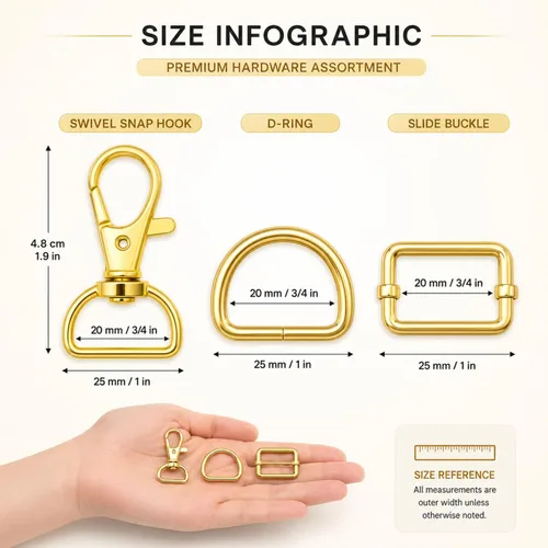Miniatura 2 de 56 piezas de anillos D para herrajes de bolso, herrajes para bolso para confección de bolsos, hebillas para manualidades (color mixto, 25 mm)