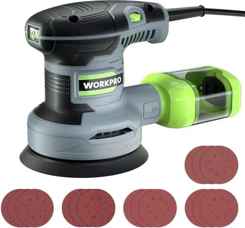 Miniatura 9 de WORKPRO Lijadora de detalles, lijadora eléctrica compacta de 13,000 OPM con colector de polvo, lijadora eléctrica de 1.6 amperios con 15 piezas