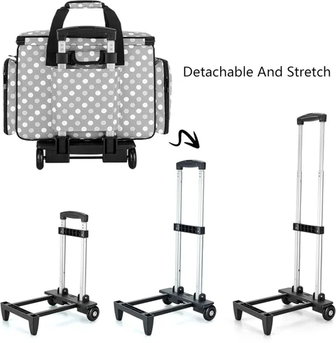 Miniatura 5 de LUXJA Estuche para máquina de coser con carrito desmontable, bolsa rodante para máquina de coser con almohadilla inferior removible