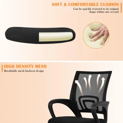 Miniatura 4 de Silla de malla para computadora, silla de oficina en casa, silla de escritorio ergonómica con soporte lumbar y reposabrazos, silla de trabajo Negro