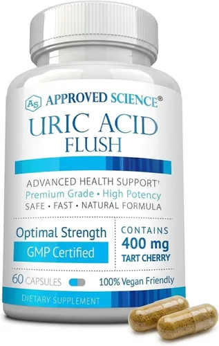 Approved Science Suplemento de descarga de ácido úrico - Cereza ácida, cúrcuma, cardo mariano - Soporte articular y movilidad activa - Fabricado en