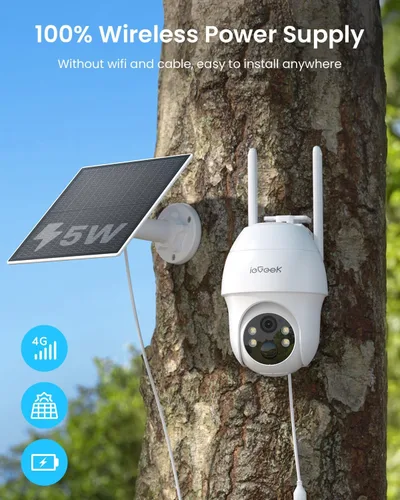 Miniatura 2 de ieGeek Cámara de seguridad celular 4G LTE inalámbrica para exteriores, sin WiFi, cámaras alimentadas por batería con panel solar, visión nocturna a