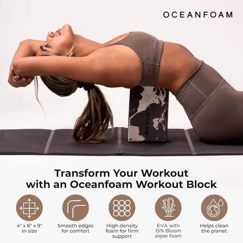 Miniatura 3 de Oceanfoam Bloque de entrenamiento – Bloque de ejercicio de espuma de alta densidad, ligero, antideslizante para estabilidad y apoyo en pilates