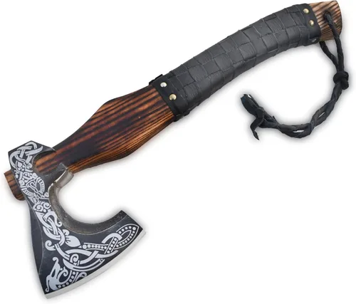 Miniatura 3 de Exquisita hacha vikinga hecha a mano, ideal para coleccionistas y entusiastas Auténtica, artesanal Hacha de estilo medieval con acero de alto