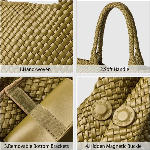 Miniatura 6 de Bolso de hombro tejido para mujer, asa superior de moda, piel vegana suave