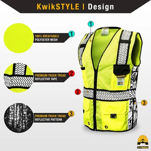 Miniatura 2 de KwikSafety - Charlotte, NC - RoadBOSS Econ & Premium Safety Vest Class 2 Reflective Vest ANSI OSHA Safety Vest for Men