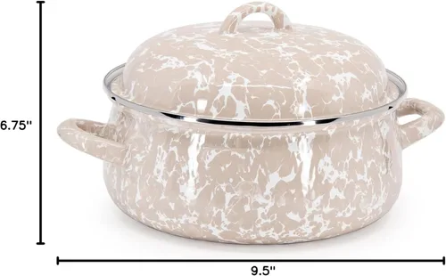 Miniatura 4 de Golden Rabbit Horno holandés esmaltado, 4 cuartos de galón, remolino gris pardo