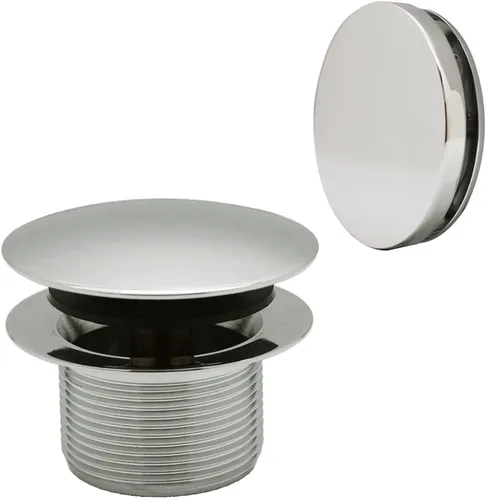 Westbrass D398RK-05 Tapón de drenaje de bañera con punta de hongo de rosca gruesa NPSM de 1-1/2 pulgadas con placa frontal de desbordamiento Níquel
