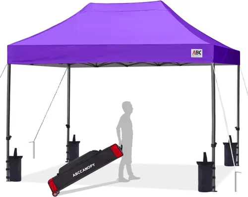 Miniatura 66 de Abccanopy - Carpa de toldo para tienda de campaña comercial instantánea con bolsa de transporte con ruedas, 4 bolsas de arena, Blanco