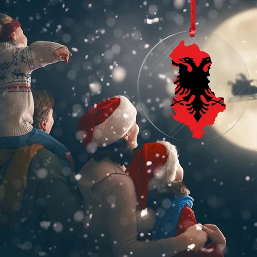 Miniatura 6 de Bandera de Albania, silueta de árbol, adorno de decoración de árbol de Navidad, bandera nacional, recuerdo de árbol de Navidad, recuerdo de Albania
