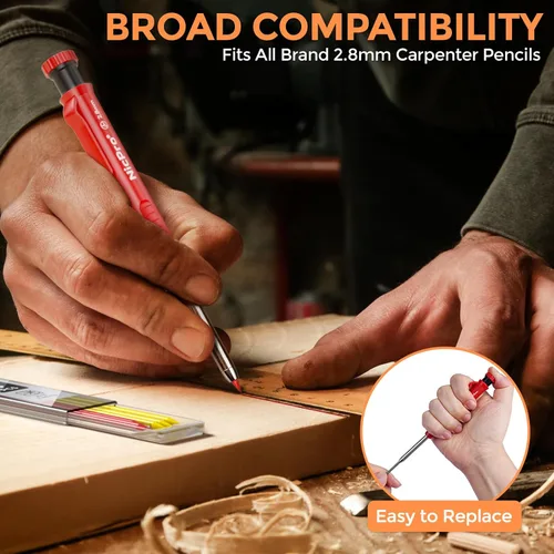 Miniatura 4 de Nicpro 60 PIEZAS Recargas de Lápiz de Carpintero - Plomo de 2.8mm para Lápices Mecánicos, Construcción y Carpintería - Resistente a Romper