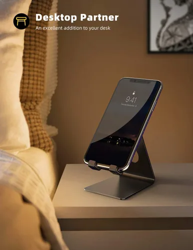 Miniatura 5 de Lamicall Soporte para teléfono celular, base para teléfono: cuna, soporte, soporte para escritorio de oficina - negro