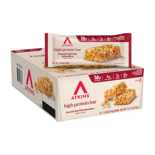Miniatura 10 de Atkins Barrita de yogur griego de arándanos y fresas con alto contenido de proteínas, alta fibra, apta para dieta cetogénica, 12
