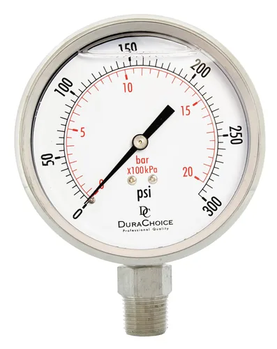 Miniatura 6 de Medidor de presión de acero inoxidable lleno de aceite de 4" - 1/2" NPT montaje inferior 1000PSI