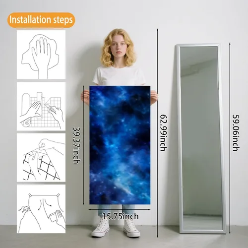 Miniatura 3 de Nuxovilar Papel Tapiz de Mármol Galaxia Azul Oscuro con Textura Despegar y Pegar, 15.75"x39.37", Papel de Contacto Autoadhesivo, Patrón Cósmico Tipo