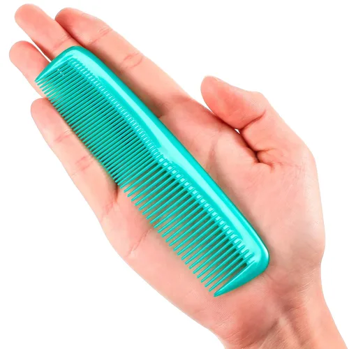 Miniatura 3 de Leinuosen Juego de 12 piezas de peines de bolsillo de plástico de dientes finos para peinado para mujeres y hombres, Peines para cabello (Cian-azul)
