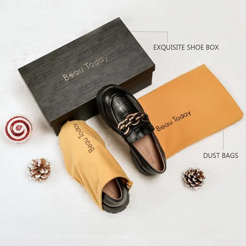 Miniatura 6 de Beautoday - Mocasines de plataforma para mujer, mocasines gruesos para mujer, suela de talón grueso, mocasines con punta redonda, zapatos de trabajo
