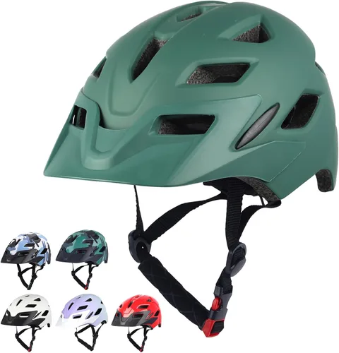 Miniatura 19 de Casco de bicicleta para niños, casco ajustable para niños y jóvenes con visera desmontable y luz LED para niños de 3-5/5-8/8-12 años, casco Azul
