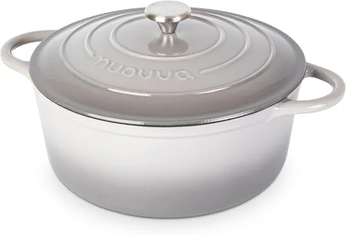 Miniatura 48 de Nuovva Olla Holandesa de Hierro Fundido Esmaltado con Tapa – Cazuela Antiadherente de 6.4 Cuartos – Resistente y Apta para Horno hasta 500°F