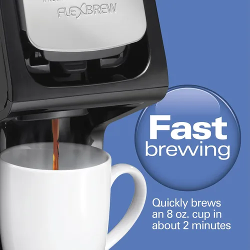 Miniatura 3 de Cafetera Hamilton Beach FlexBrew de servicio individual, máquina de café compatible con paquetes de cápsulas y café molido, negra Next Gen (49900)