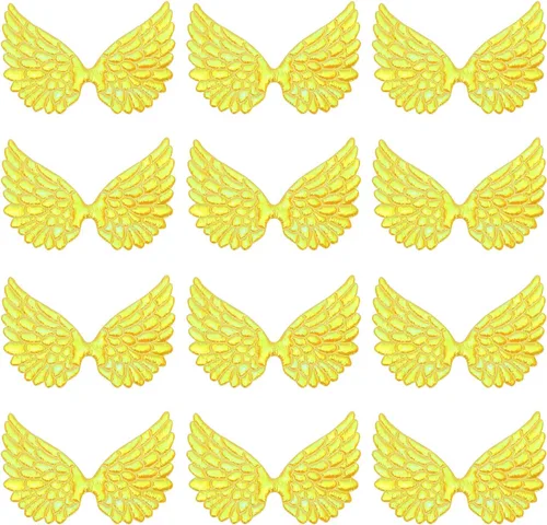 Miniatura 7 de PATIKIL 12 alas de ángel para manualidades, pequeñas alas de ángel con purpurina, 6 colores, alas de ángel para coser, parches para mochilas