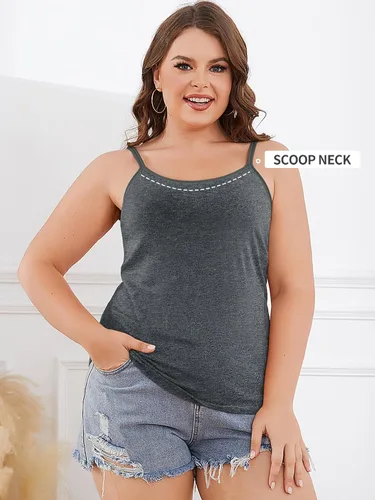 Miniatura 97 de Camisa Attraco de algodón, con tirantes estilo espagueti, con brasier incorporado, 2 paquetes, para mujer