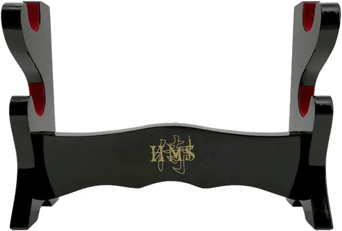 Miniatura 2 de Pie de mesa de madera negra laqueada Handmade Sword, para espadas katana o wakizashi, de lujo, cuadro titular de la visualización