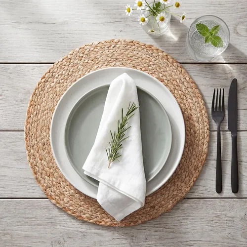 Miniatura 3 de Eco Crave - Juego de 2 manteles individuales redondos tejidos de yute, natural, 33 cm, estilo boho, rústico, de granja, tejido a mano