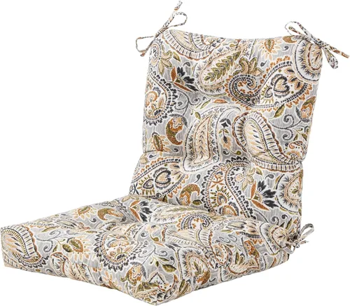 Miniatura 24 de Cojines para silla de exterior con bisagras, diseño de una sola pieza, cojín reversible para asiento y respaldo de patio con lazos, tela