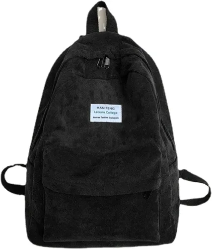 Miniatura 8 de YUESUO Mochila grande de pana Kawaii con bonito colgante de oso, bolsa vintage para niñas, estudiantes, mochila escolar, mochila para libros, Negro