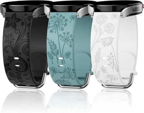 Miniatura 6 de Flower Engraved Bands Compatible with Samsung Galaxy Watch 7/ FE/ 6/5/ 4/ Active 2 40mm 44mm/ 5 Pro 45mm/ Watch 6/4 Classic 43mm 47mm 42mm 46mm, 3