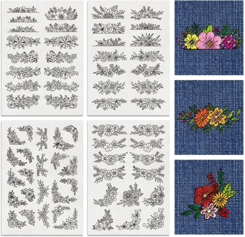 Miniatura 15 de BENECREAT 4 Estilo 104 Piezas A-Z Alfabeto de Flores Solubles en Agua, Estabilizadores de Bordado Desmontables de Patrón Boho para Encaje, Camisas