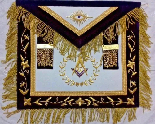 Miniatura 2 de DELANTAL MASÓNICO GRAND LODGE PAST MASTER CON CADENA COLLAR MORADO talla libre, Púrpura
