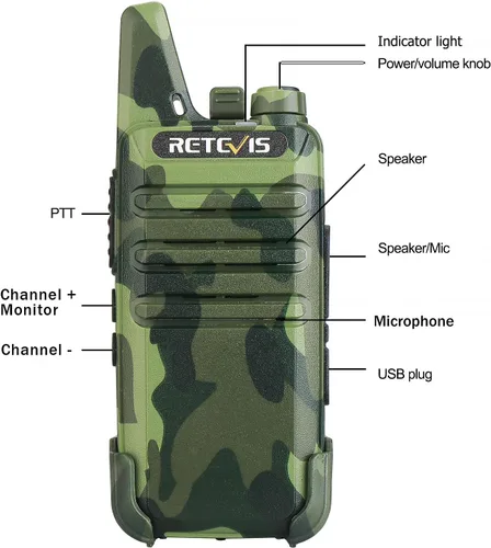 Miniatura 3 de Retevis Walkie Talkies RT22 recargable, activado por voz, alarma de emergencia, crucero al aire libre, ATV, caza, esquí, radio bidireccional de mano
