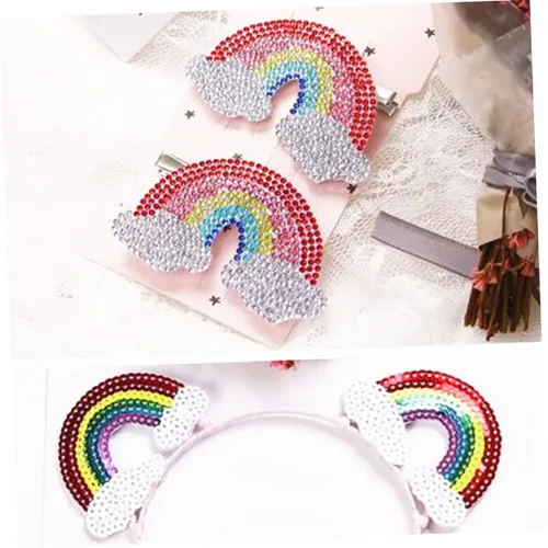 Miniatura 2 de FRCOLOR Clip de pelo arco iris, 2 unidades, accesorios para el cabello de arco iris para niñas y mujeres, pasadores de pelo lindos sin pasadores