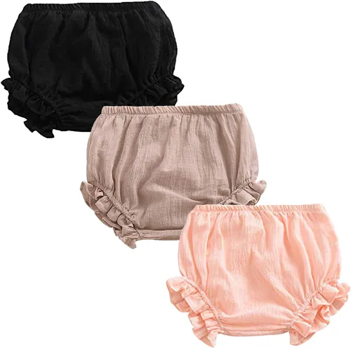 Conjunto de 3 piezas de pantalones cortos para recién nacidos, para bebés, niñas y niños, mezcla de lino y algodón, lindos pantalones cortos