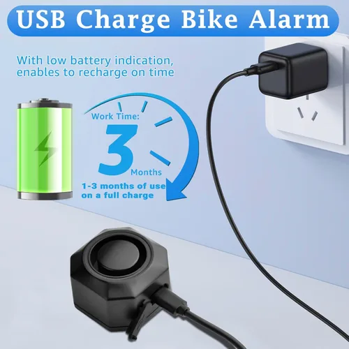 Miniatura 5 de NineLeaf Alarmas de bicicleta para bicicletas eléctricas, alarma de bicicleta con control remoto, alarma antirrobo de bicicleta de 110 dB, sistema
