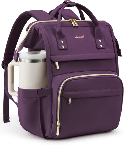 Miniatura 24 de LOVEVOOK Mochila para laptop para mujer con bolsillo gigante para vasos, mochila de viaje impermeable de 15.6 pulgadas, bolsa de computadora