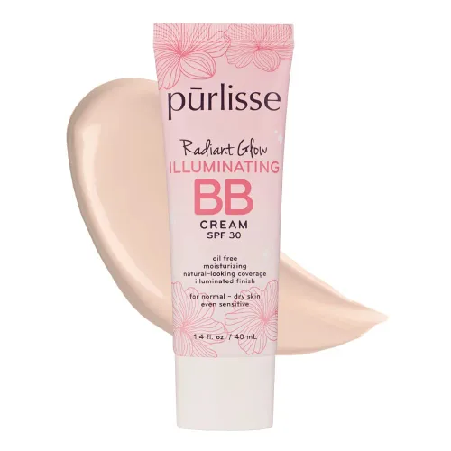 pūrlisse Radiant Glow Illuminating BB Cream con SPF 30 – Glow BB Cream enriquecida con Goji y bayas de espino para piel húmeda – Ayuda a mejorar la
