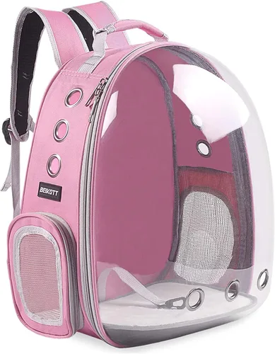 Miniatura 11 de Mochila para llevar a tu mascota (gatos, perros, conejos, etc.), aprobada por aerolíneas, mochila transparente con cápsula y ventilación