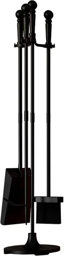 Miniatura 9 de Juego de herramientas para chimenea Fire Beauty de 4 piezas en hierro forjado negro para interiores/exteriores incluye atizador, pala, cepillo