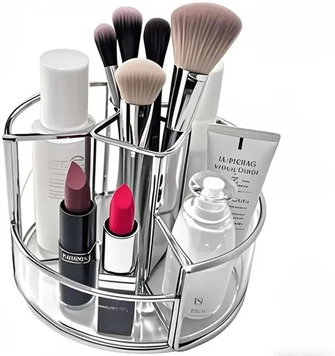Miniatura 9 de Soporte para brochas de maquillaje giratorio de 360°, organizador de maquillaje, bandeja de perfume, organizador de baño y almacenamiento