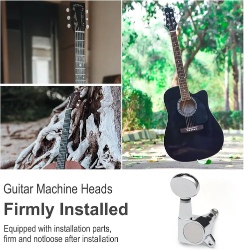 Miniatura 4 de SAPHUE 6 clavijas de afinación de guitarra 3R3L, botón cóncavo ovalado pequeño, engranaje sellado, clavijas de afinación, cabezales de máquina