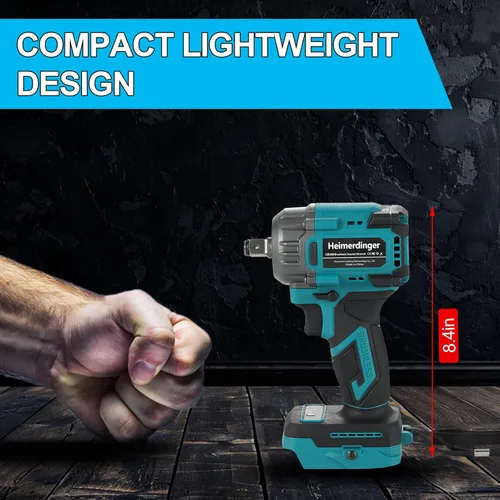 Miniatura 4 de Llave de impacto inalámbrica de 1/2 pulgada compatible con batería Makita de 18 V, 550 N.m (406 pies-libras) Pistola de impacto de alto par sin